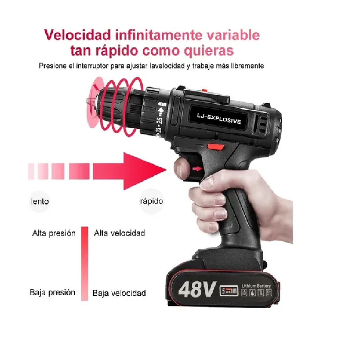 Kit Taladro Inalámbrico Desatornillardor Electrico 42v 3/8