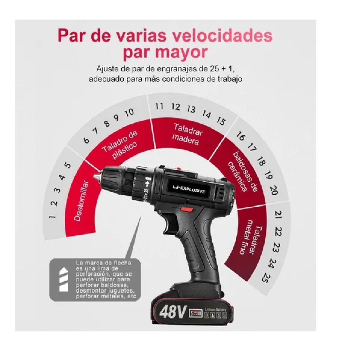 Kit Taladro Inalámbrico Desatornillardor Electrico 42v 3/8