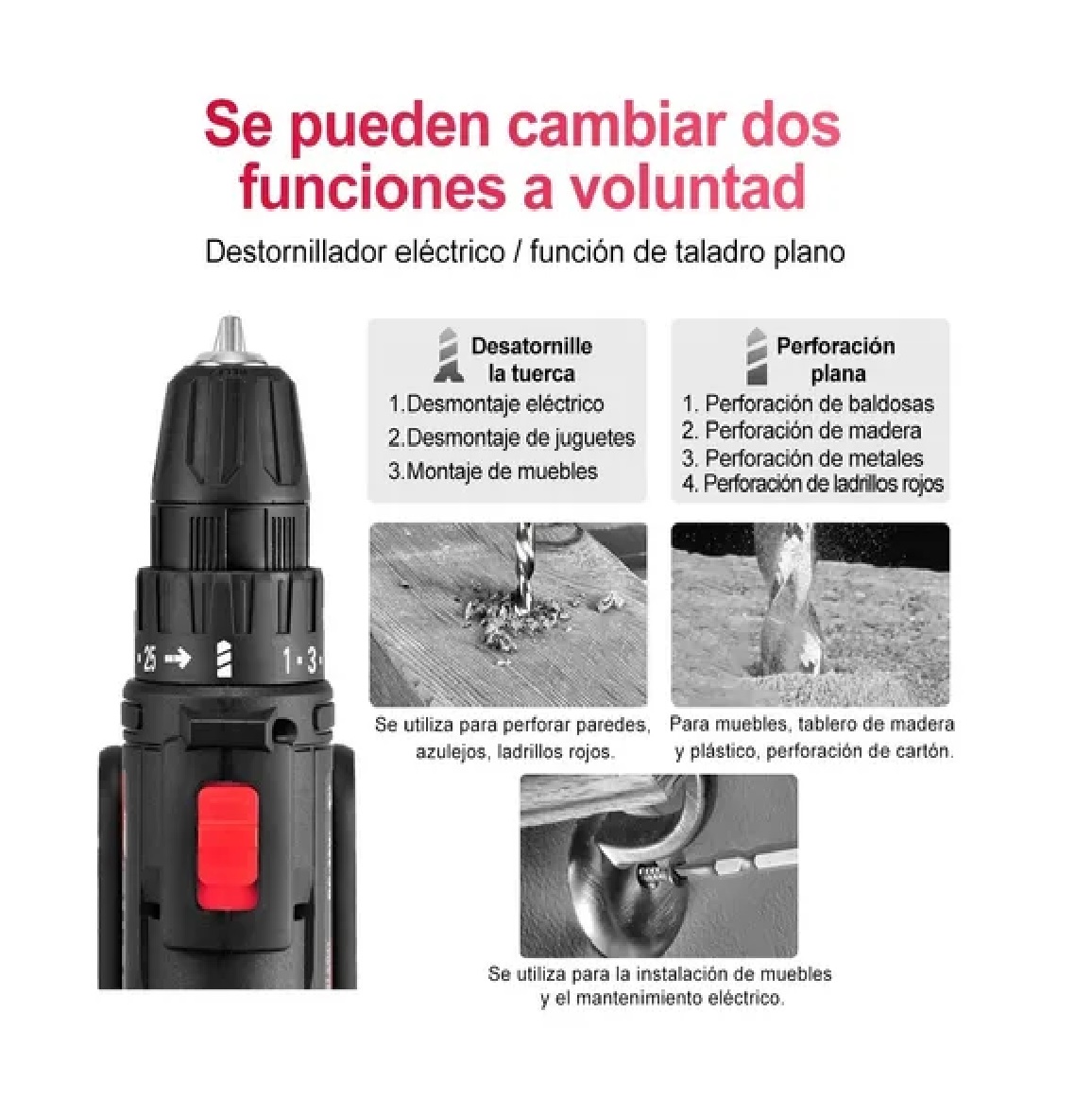 Kit Taladro Inalámbrico Desatornillardor Electrico 42v 3/8