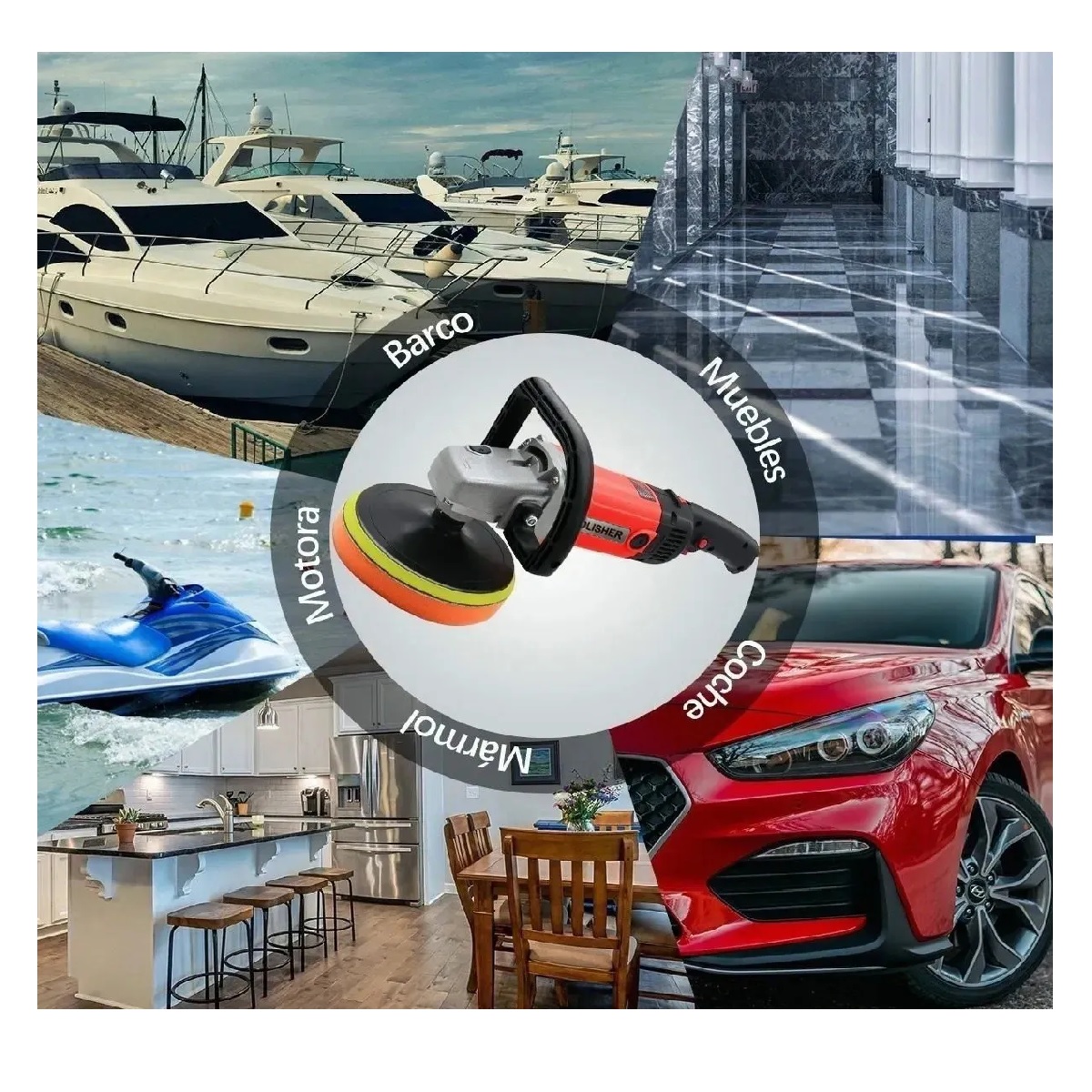 Pulidora Para Autos Motocicleta Pulido Lijado 180mm