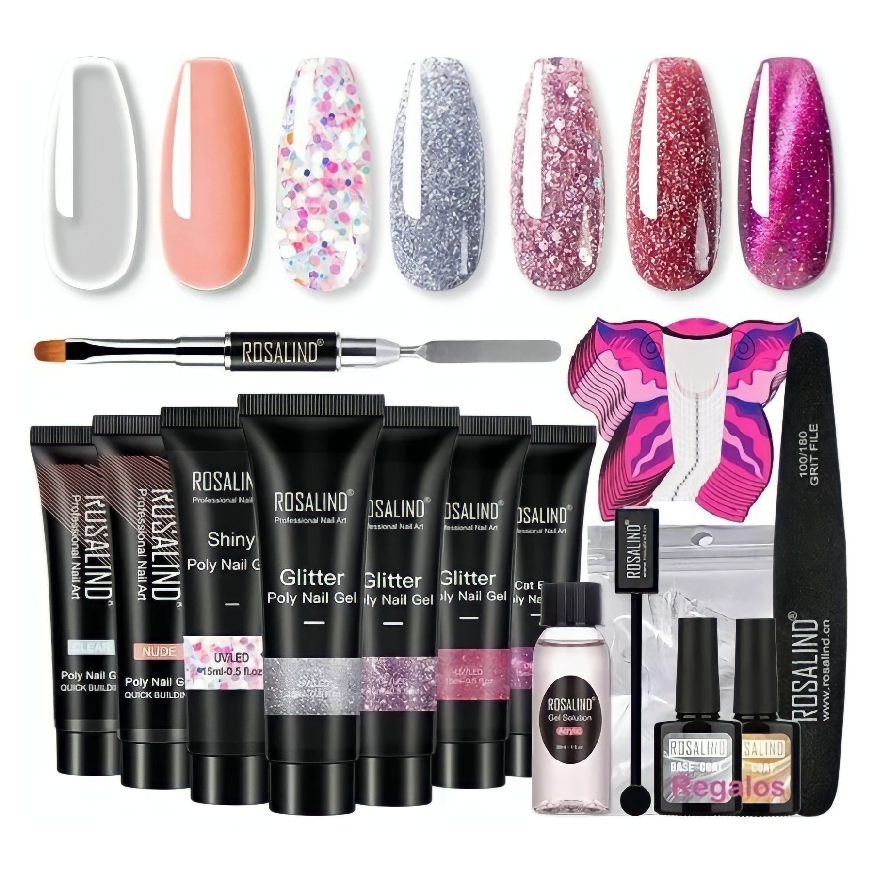 Kit Uñas De Polygel Acrílico 15 Pzas Poligel Construcción