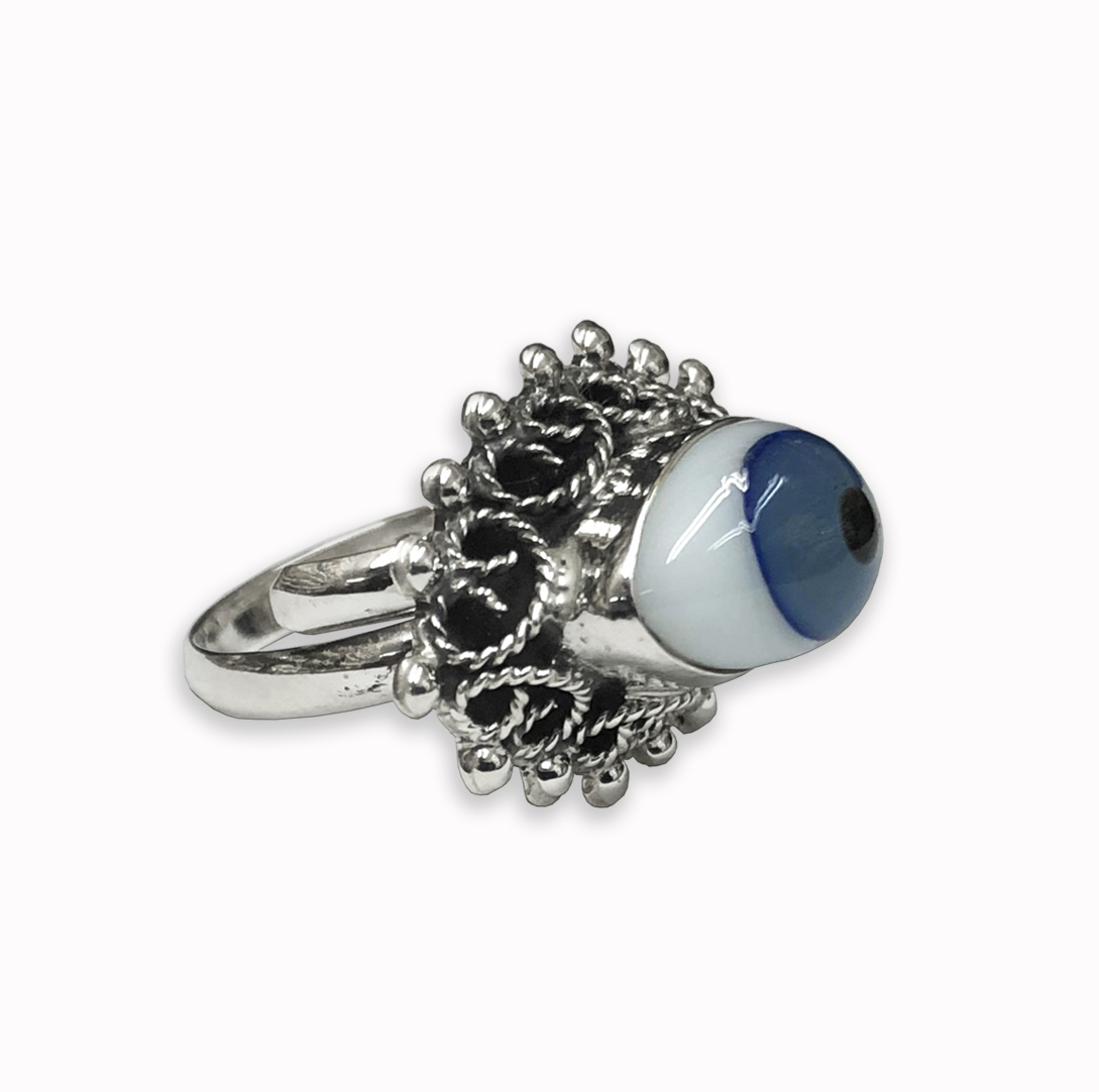 Anillo Ojo Turco Colors Ajustable De Plata Garantizada