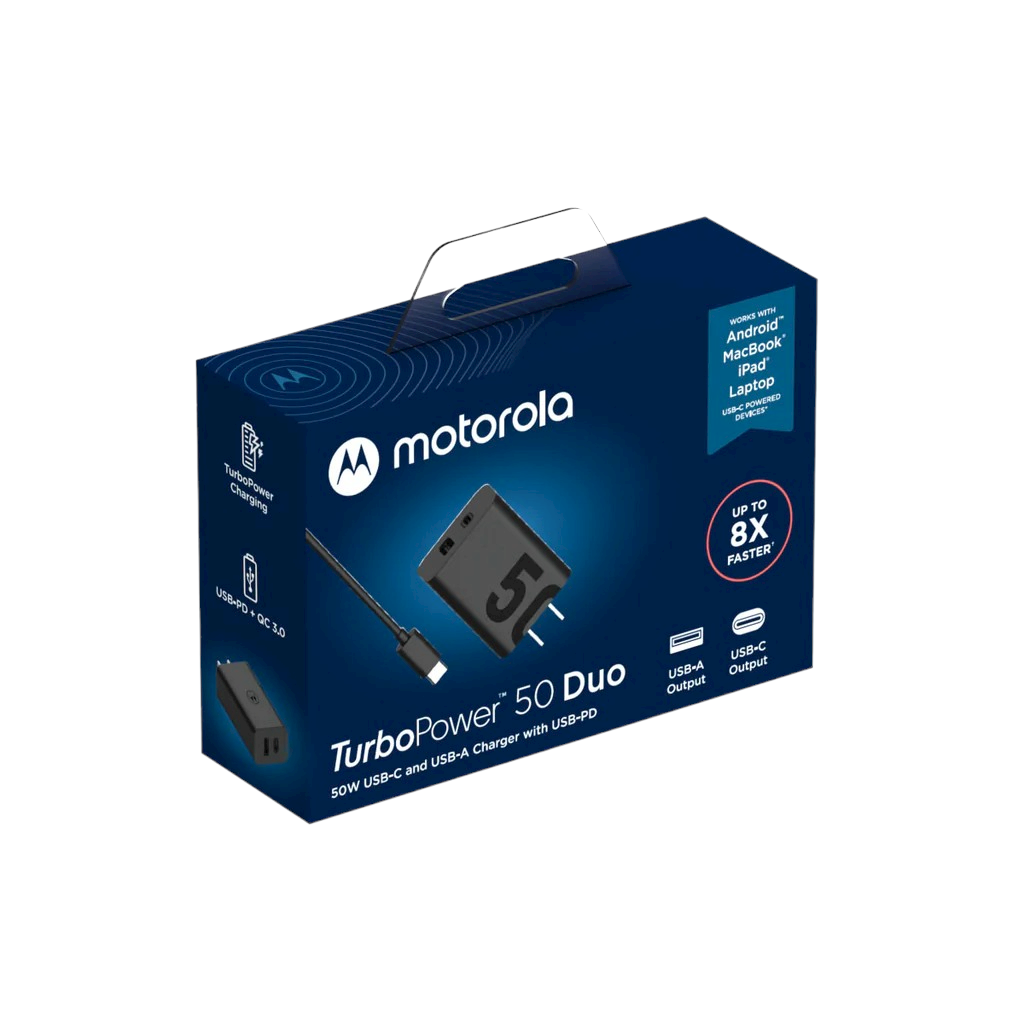 Cargador de Pared Turbo Power 50w + Cable TC2 1M 2022 Motorola Original