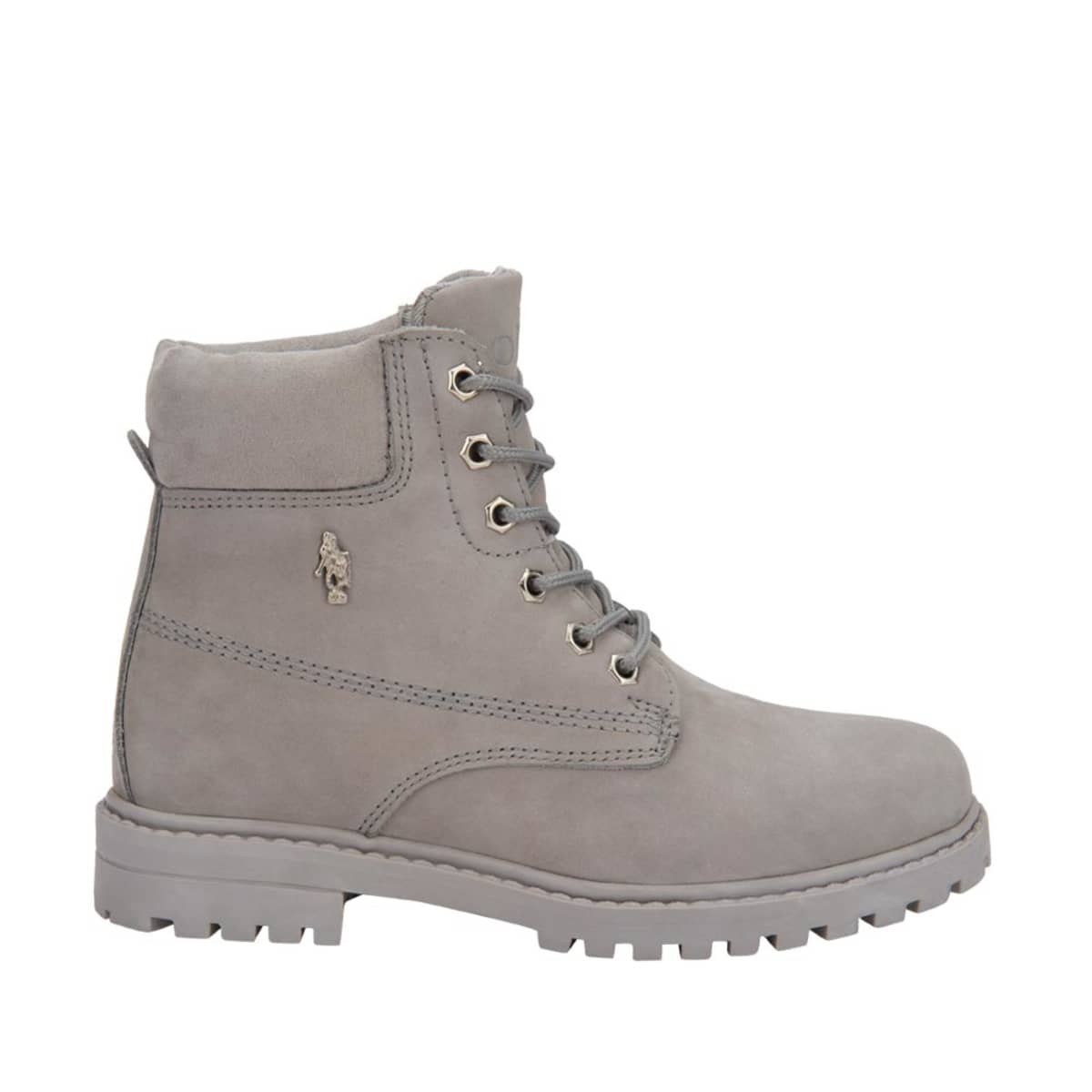 Botas tipo hiker de piel, marca HPC Polo, color gris, de mujer, mod. 1056767
