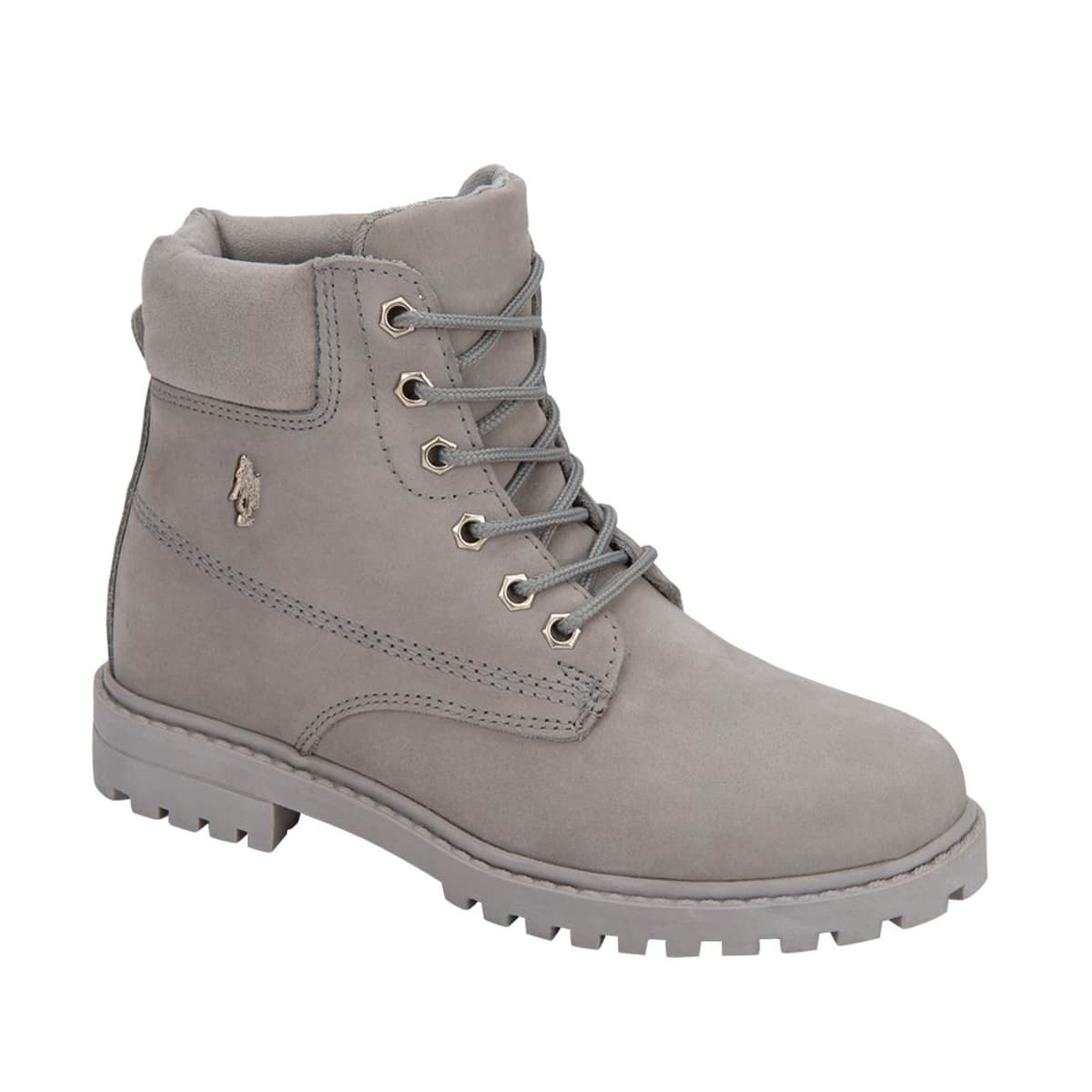 Botas tipo hiker de piel, marca HPC Polo, color gris, de mujer, mod. 1056767