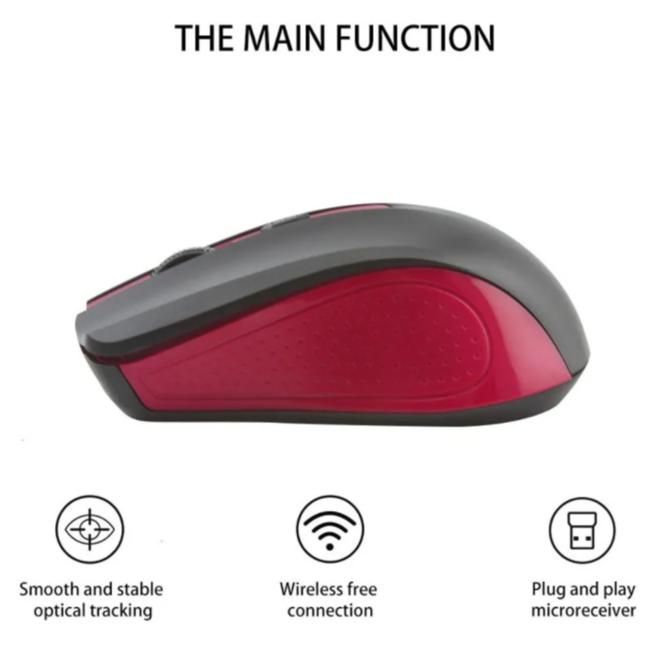 Mouse Inalámbrico S8 Rojo Carga De Baterías 2.4 GHZ