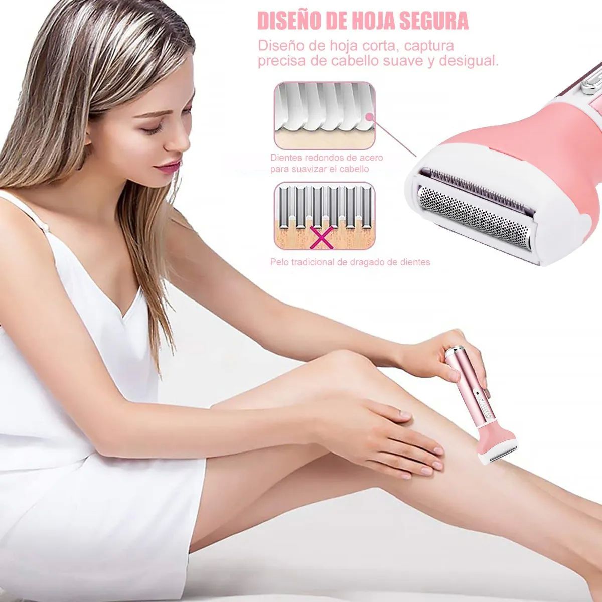 Kit Depilador Eléctrico 4 En 1 Resistente Al Agua Rosa