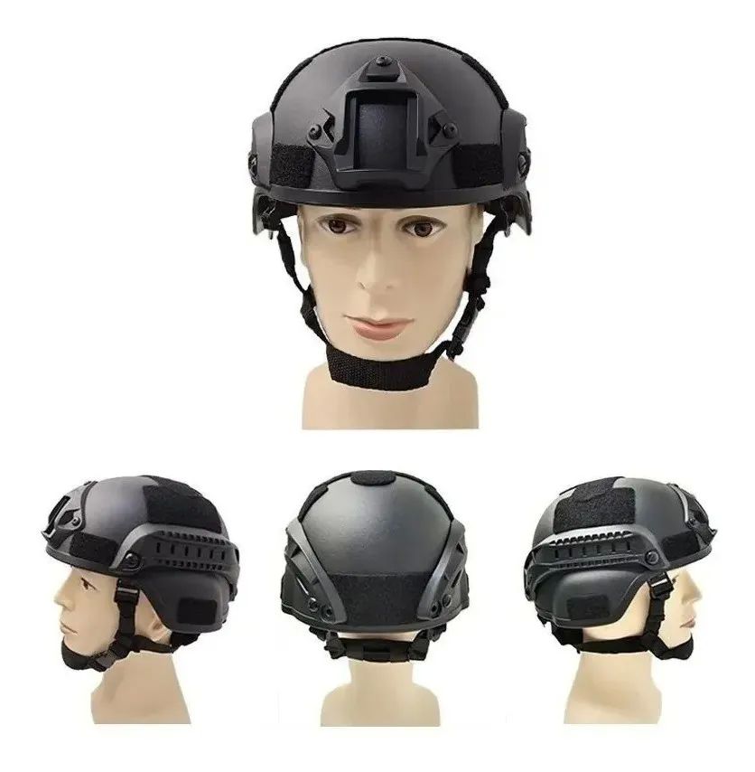 Casco De Protección De Campo Tactico Militar Negro