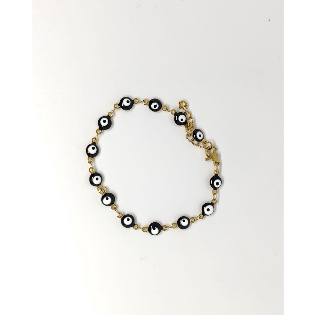 Pulsera ojo turco de acero inoxidable, color negro
