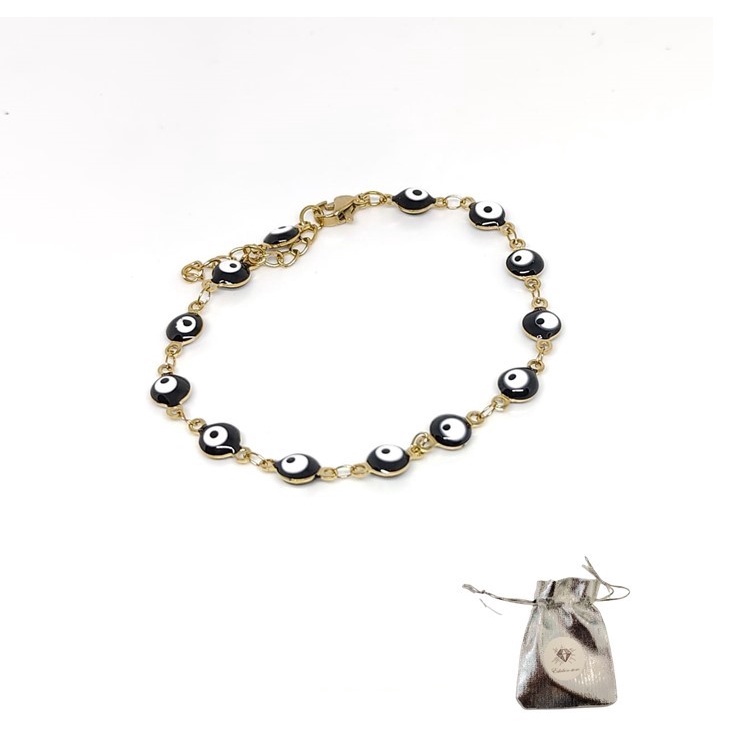 Pulsera ojo turco de acero inoxidable, color negro