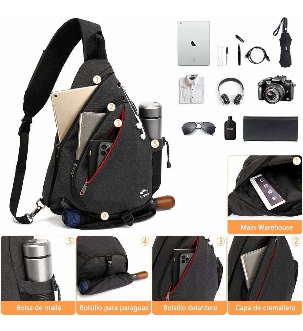 Pechera Mochila Impermeable Negra para Caballero