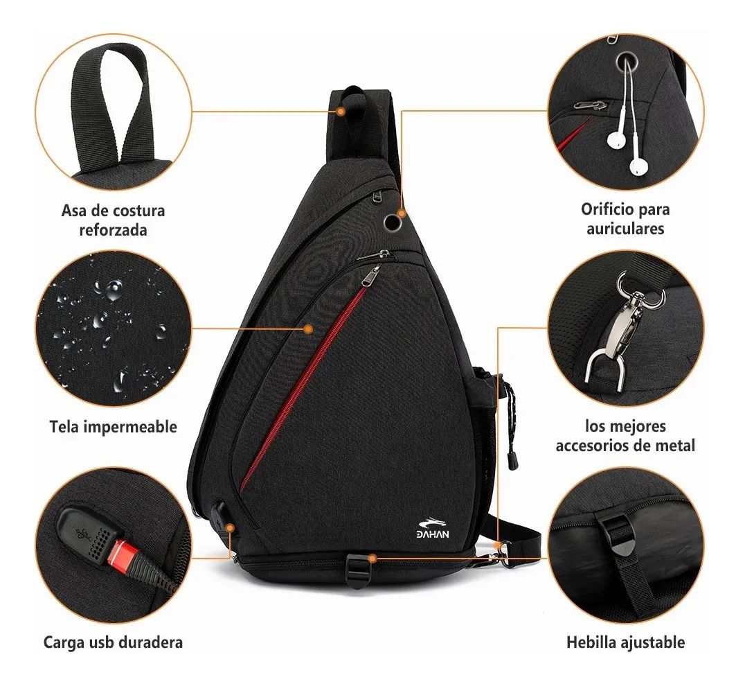 Pechera Mochila Impermeable Negra para Caballero