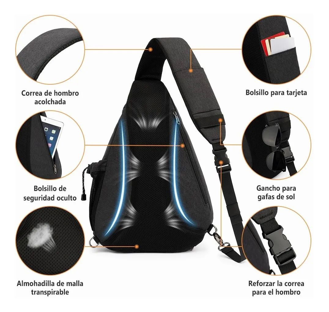 Pechera Mochila Impermeable Negra para Caballero