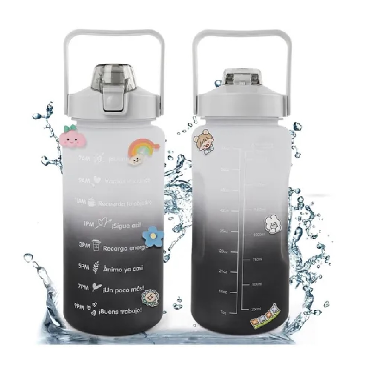 Botella De Agua 2 L Motivacional Deportiva Gris