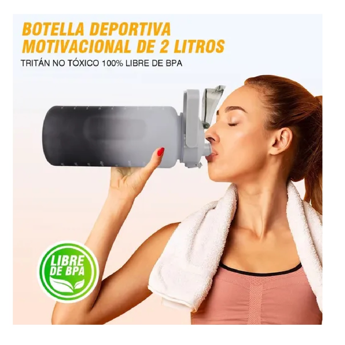 Botella De Agua 2 L Motivacional Deportiva Gris
