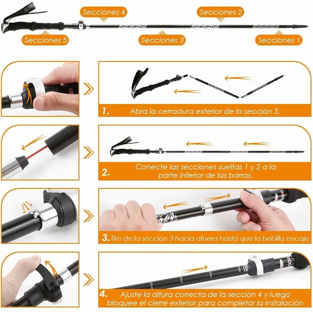 Bastones De Senderismo Plegables 2 Piezas