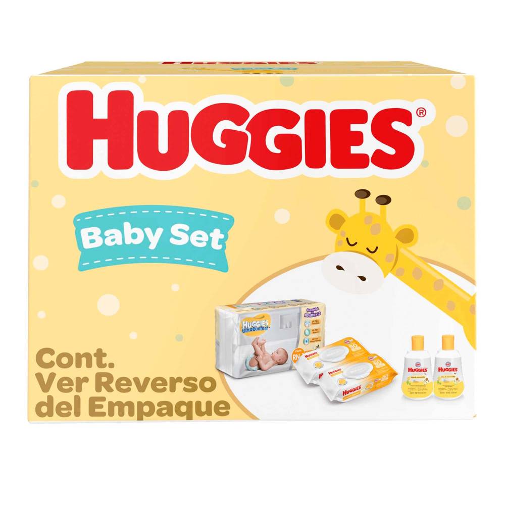Combo 44 Pañales + 2 Toallitas + Shampoo+ Crema Huggies Recien Nacido - Baby Set