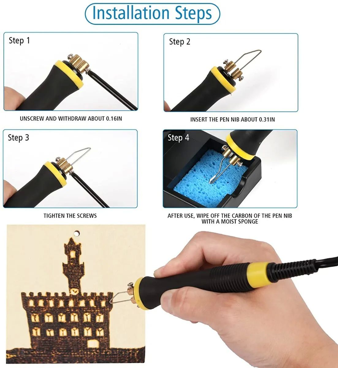 Cautin Pirograbador Puntas Temperatura Ajustable Madera 100w