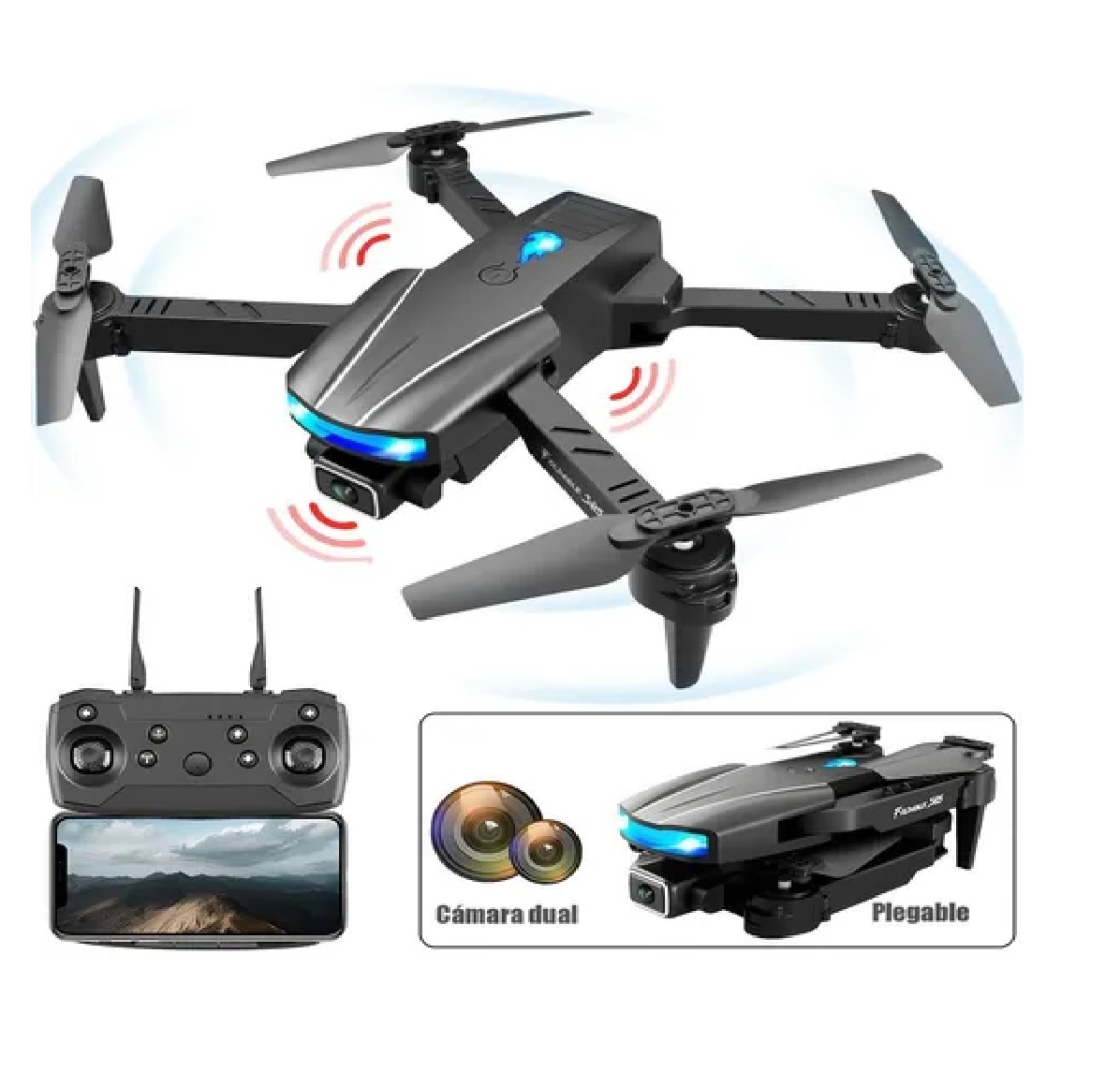 Minidron Pro Recargable 4k Con Cámara Doble Y 2 Baterías
