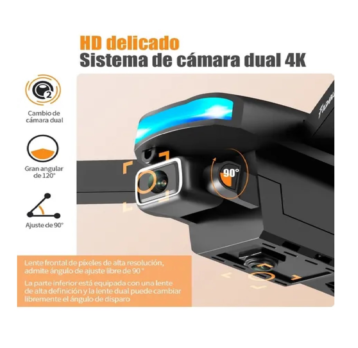 Minidron Pro Recargable 4k Con Cámara Doble Y 2 Baterías