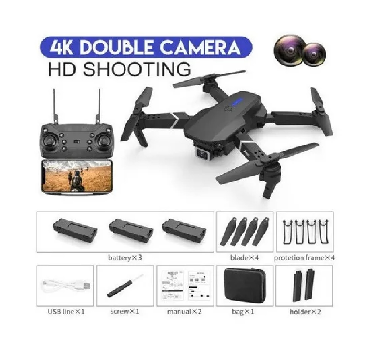 Dron Profesional Con Cámara Hd De 1080p Wifi Negro