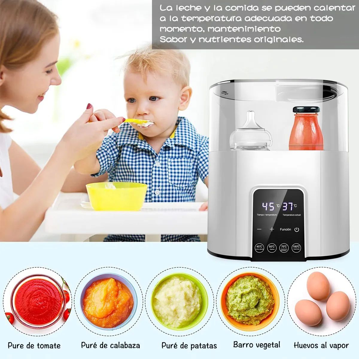 Esterilizador De Biberones Calentador Con Pantalla Blanco