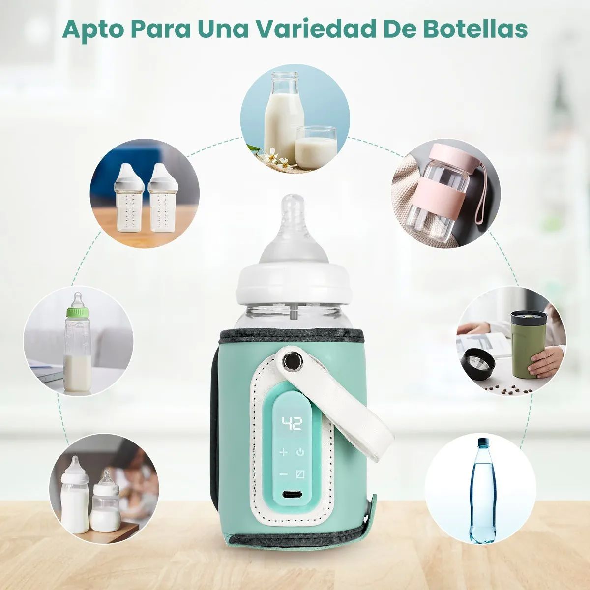Calentador Biberones Bebes De Mamilas Lcd Portátil Usb Verde