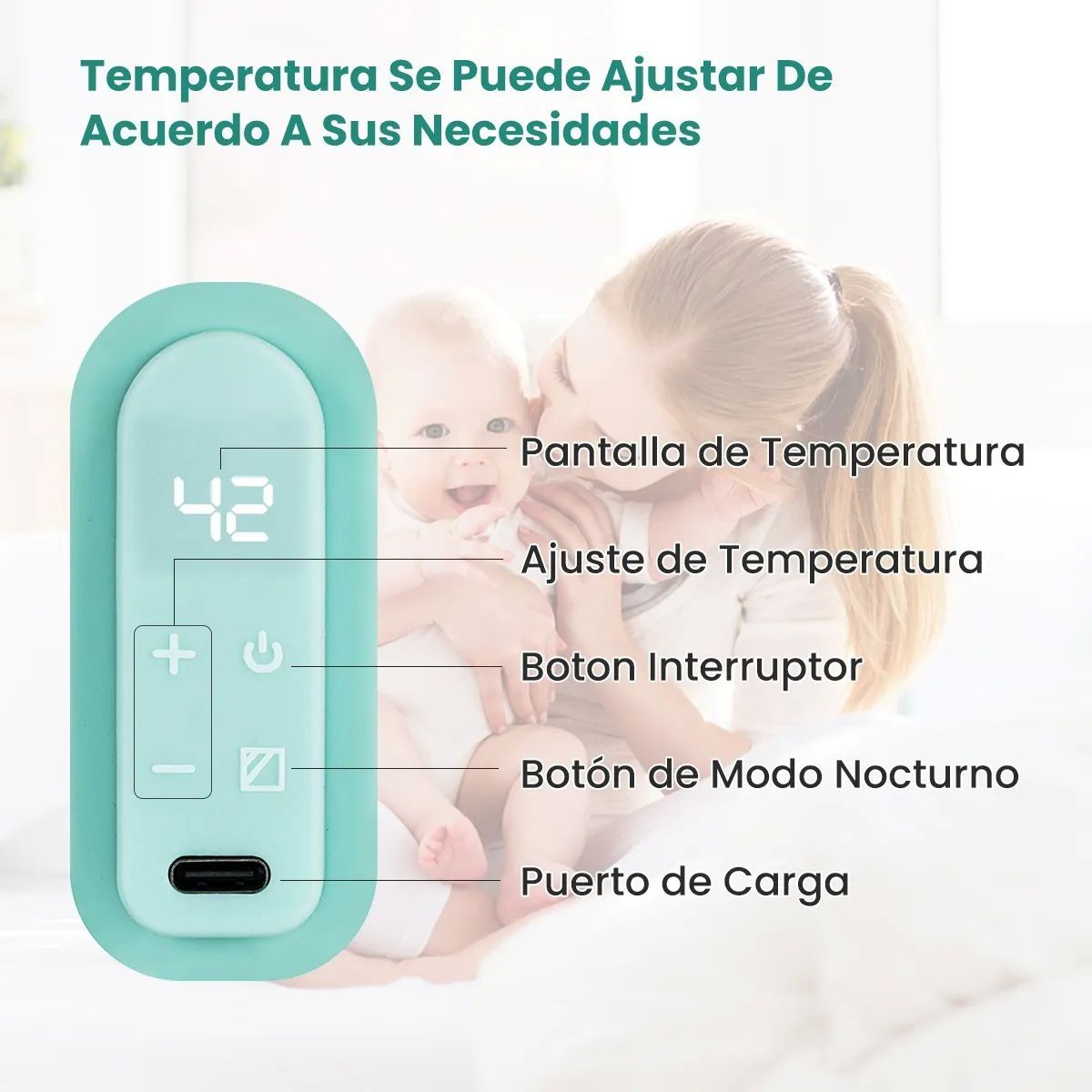 Calentador Biberones Bebes De Mamilas Lcd Portátil Usb Verde