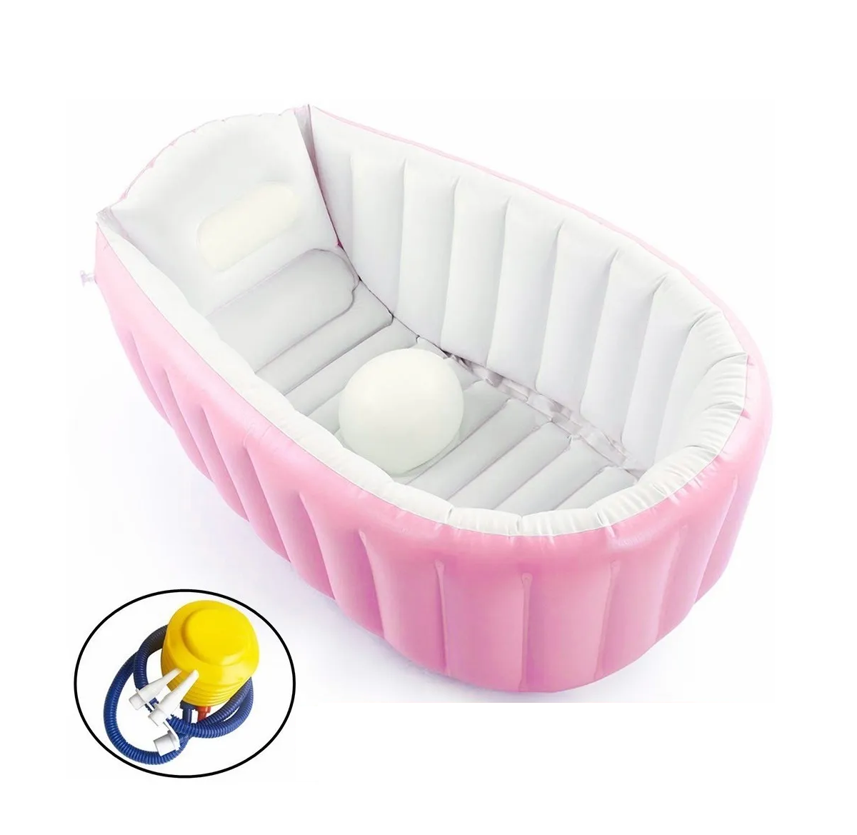 Bañera Bebe Plegable Con Bomba para Inflar Rosa