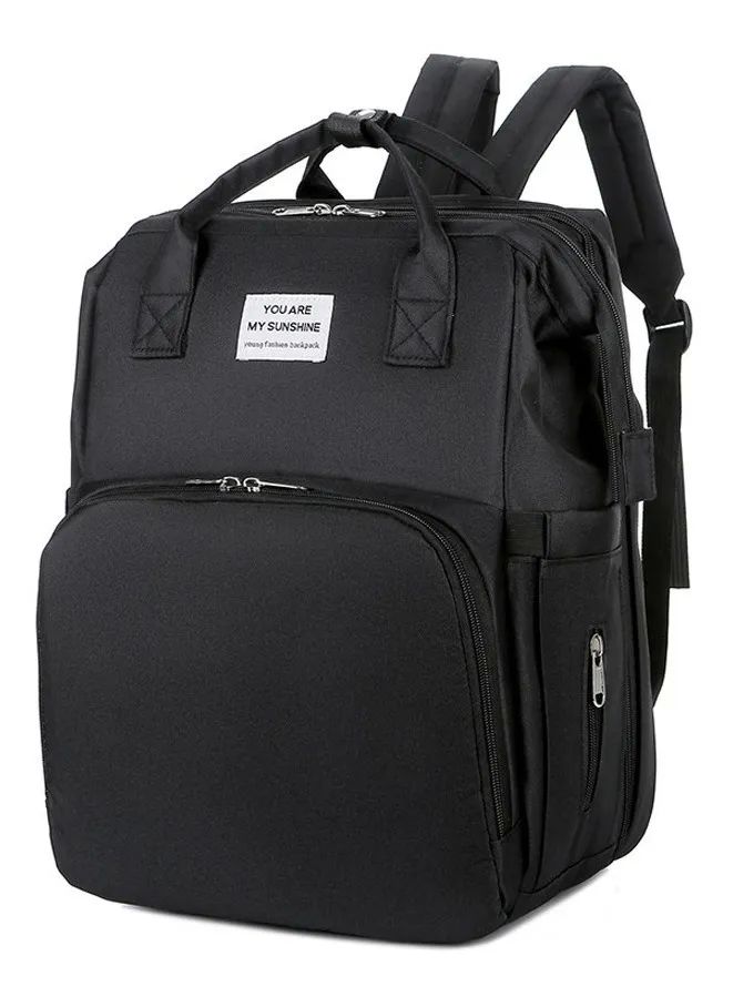 Mochila Pañalera Cuna Impermeable Para Bebe Negro