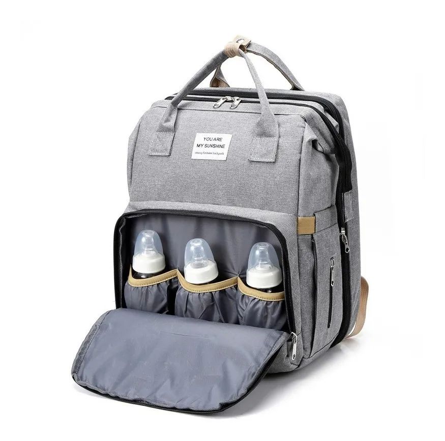 Mochila Pañalera Cuna Impermeable Para Bebe Negro