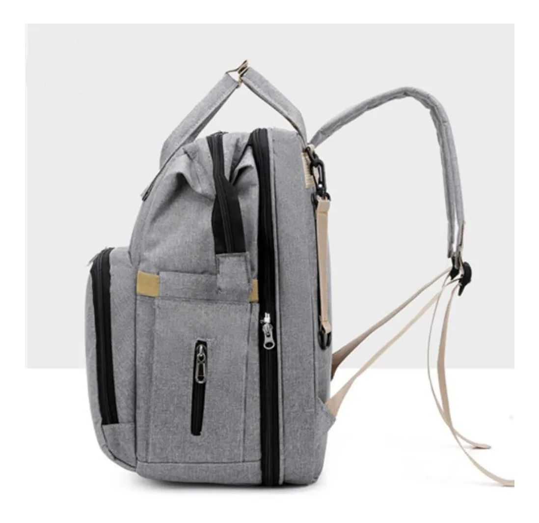 Mochila Pañalera Cuna Impermeable Para Bebe Negro