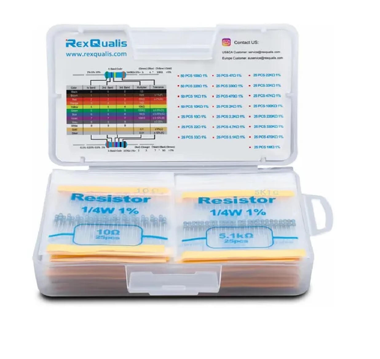 Kit De Resistencias en estuche  (100, 220, 1k, 10k Ohm)