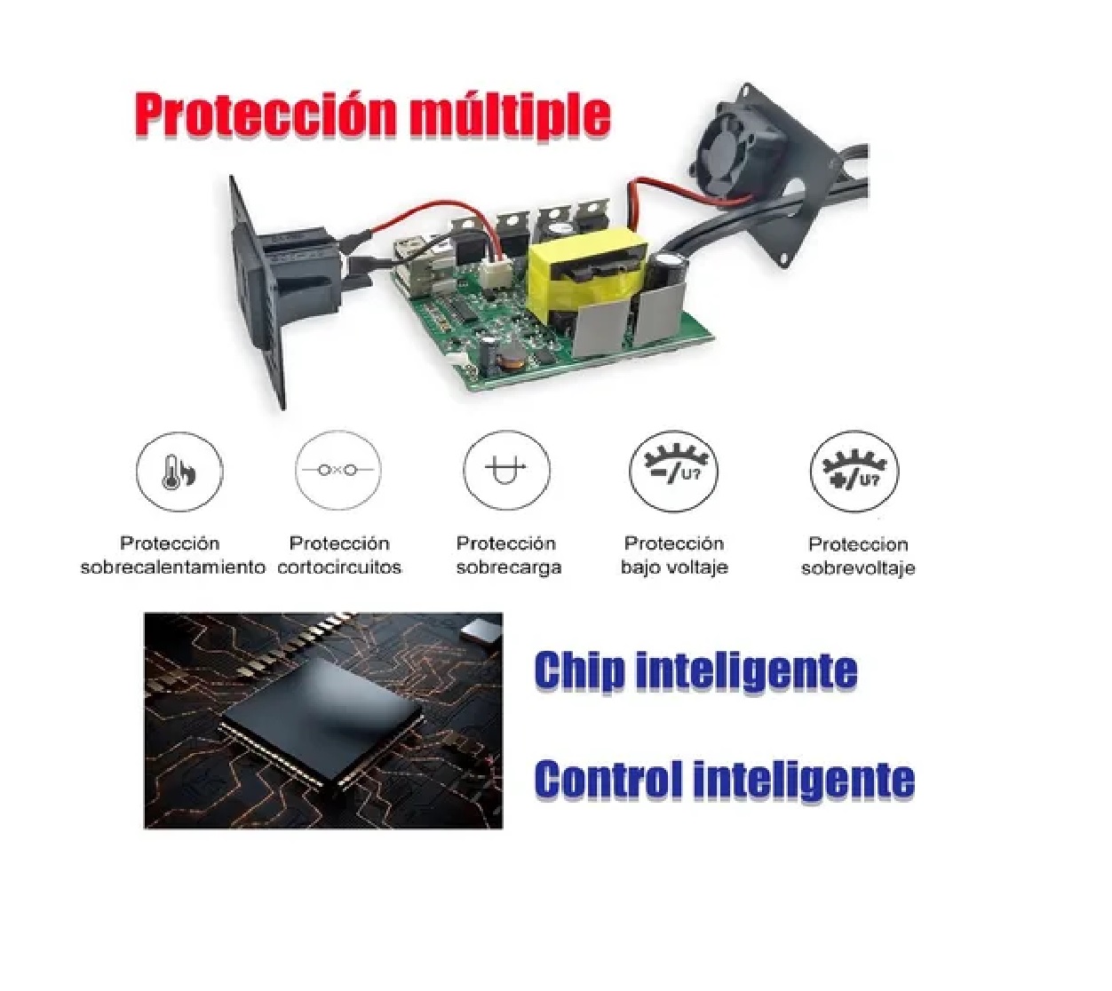 Inversor De Corriente Coche, 12v A 110v 150w, 1 Ac Y 2