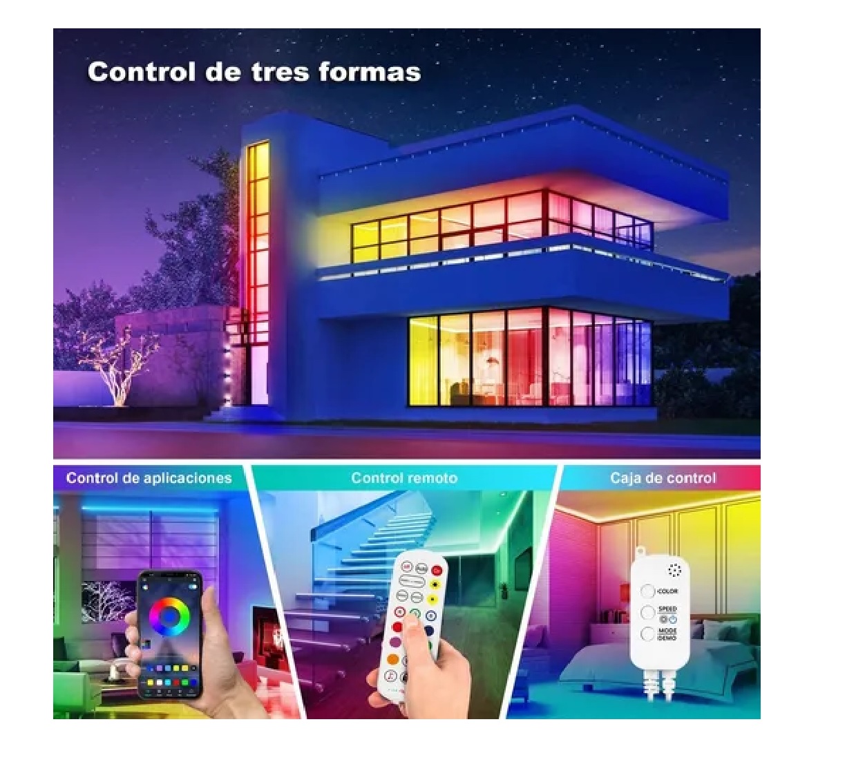 Tira De Luces Led Rgb De 20 M Multicolor Con Bluetooth