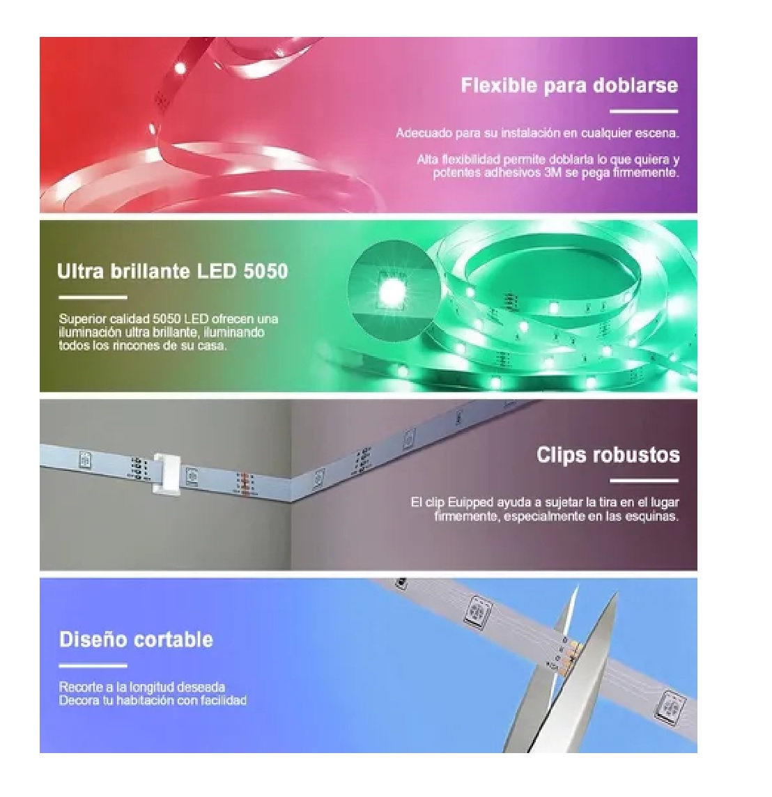 Tira De Luces Led Rgb De 20 M Multicolor Con Bluetooth