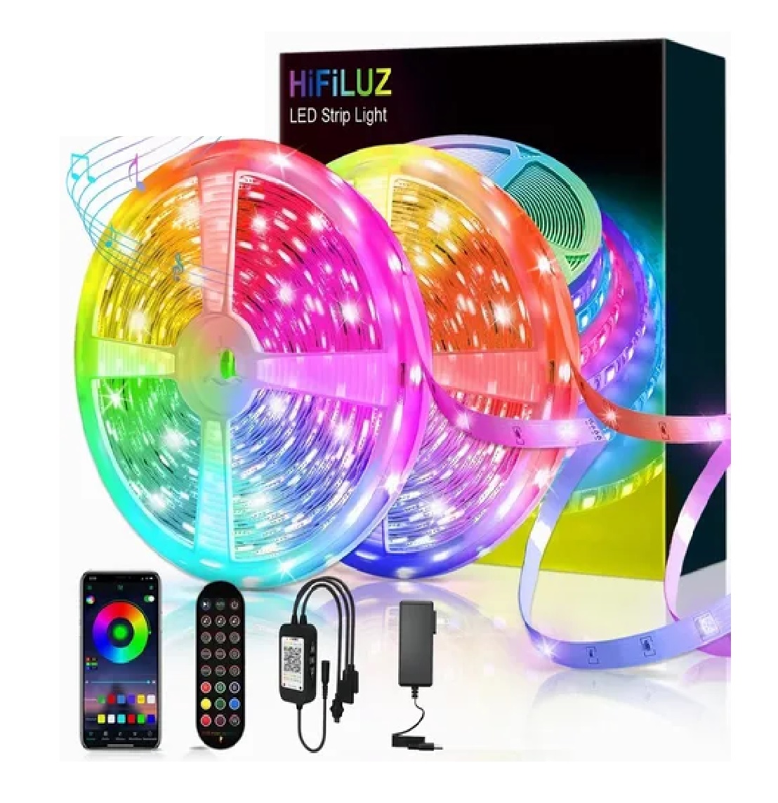 Tira De Luces Led App Bluetooth Control (2x10m) RGB