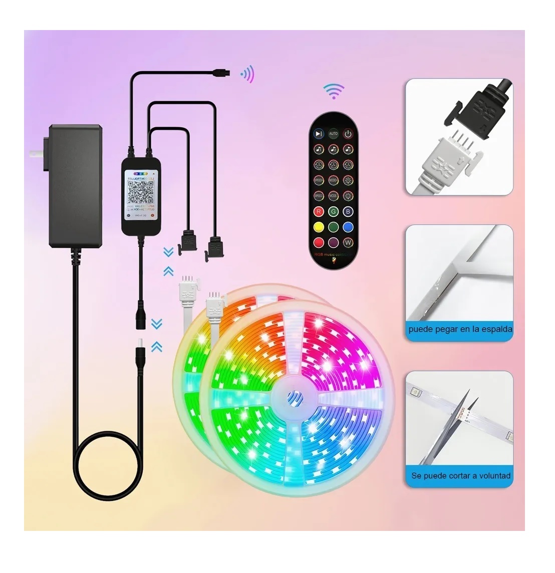 Tira De Luces Led App Bluetooth Control (2x10m) RGB