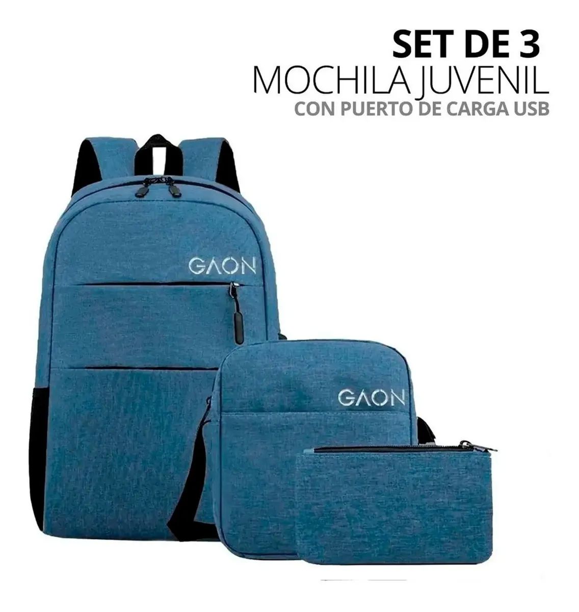 MOCHILA ESCOLAR BOLSA BANDOLERA BACKPACK DE HOMBRE Y MUJER AZUL