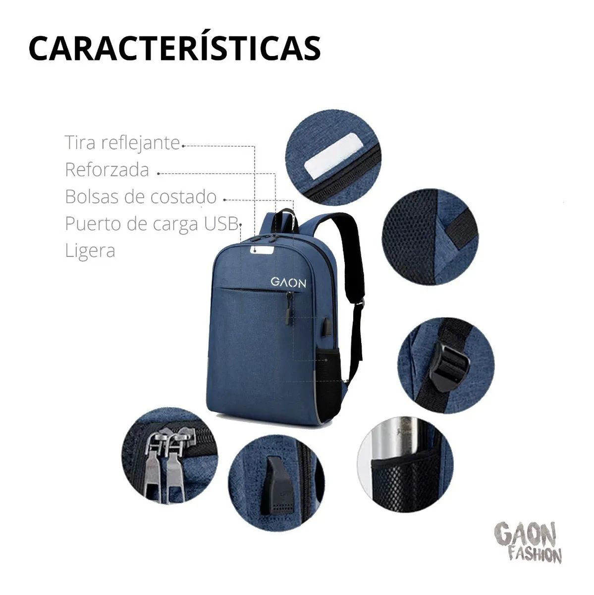 Mochila Escolar Laptop Casual Back Pack Usb Hombre Y Mujer Azul