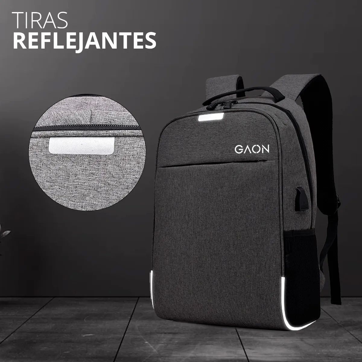 Mochila Escolar Laptop Casual Back Pack Usb Hombre Y Mujer Gris