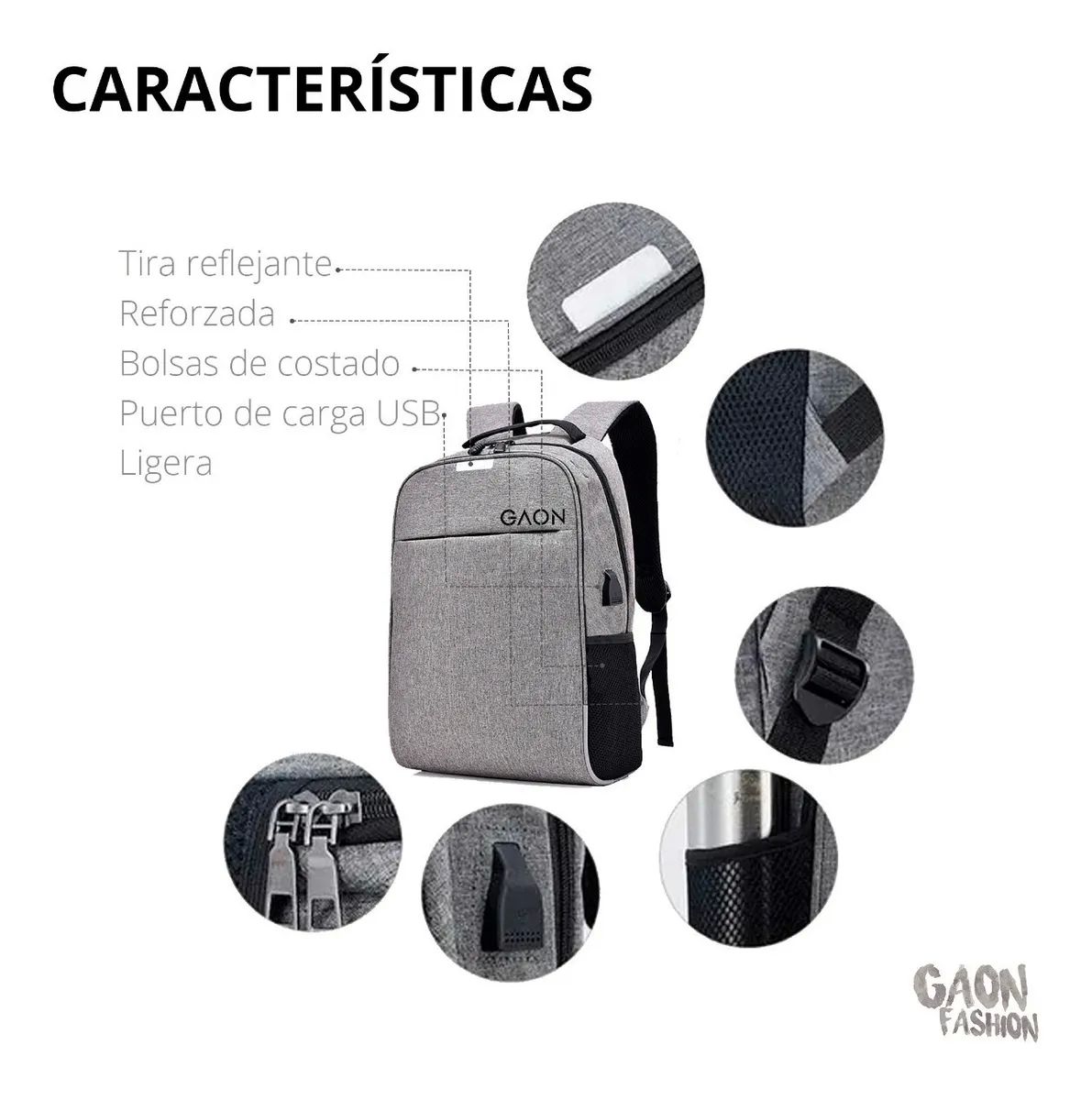 Mochila Escolar Laptop Casual Back Pack Usb Hombre Y Mujer Gris