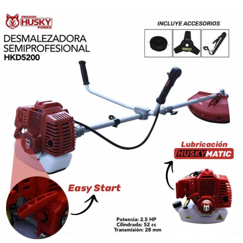 Desbrozadora Motor A Gasolina Husky 2 Tiempos 52cc