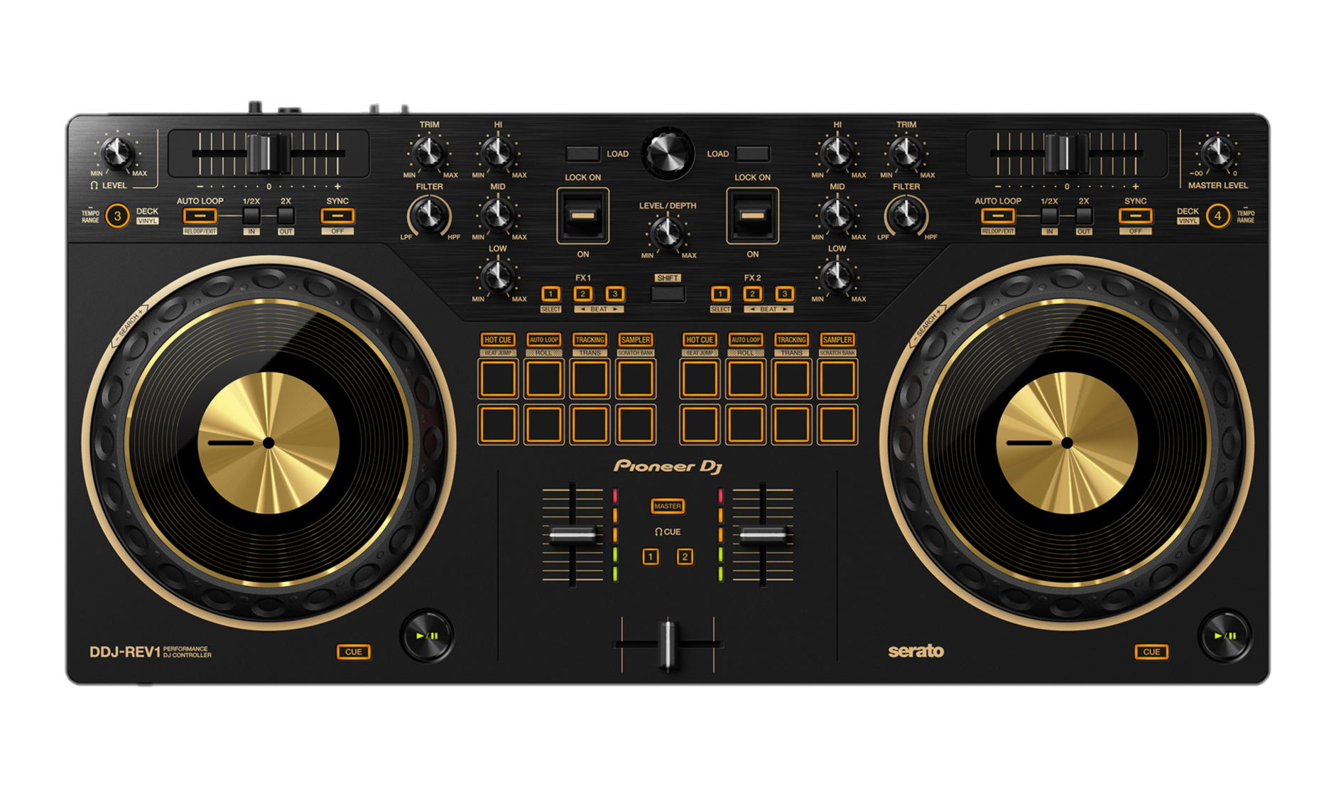 Controlador dj pioneer ddj-rev1-n de 2 canales dorado 