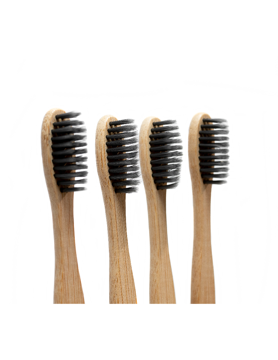Kit 4 Cepillos de Dientes Ecowood de Bambu Biodegradable con Cerdas Carbon Activado