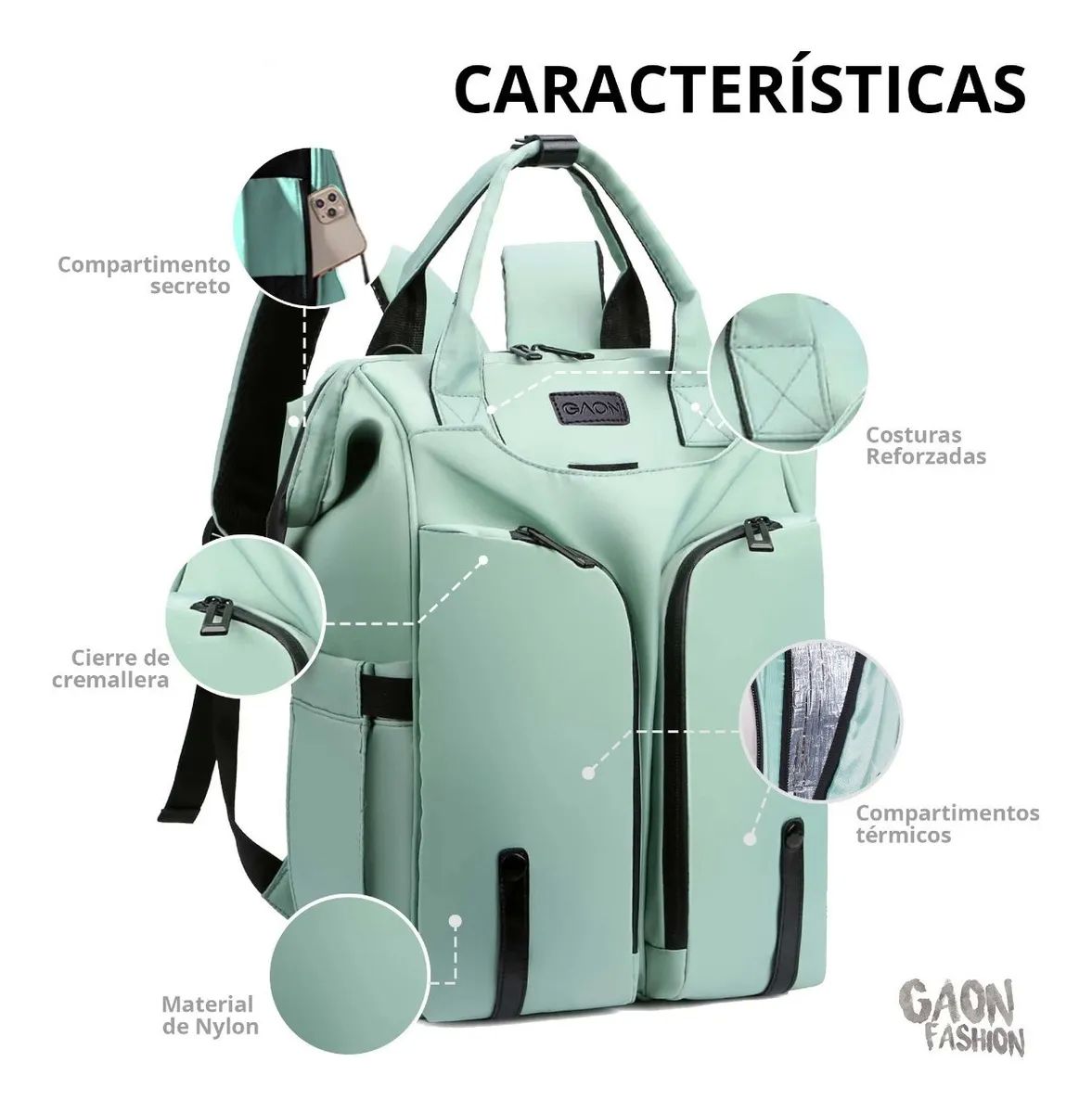 Mochila Bolsa Impermeable Para Mujer Casual Backpack Juvenil Esmeralda