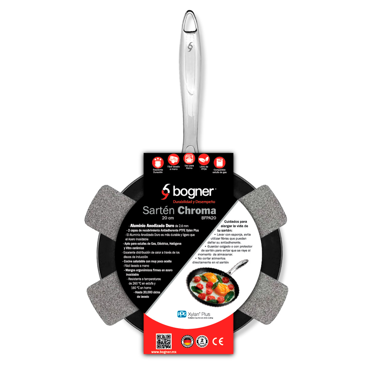 Sartén 20cm Anodizado Duro, Doble Antiadherente Bogner