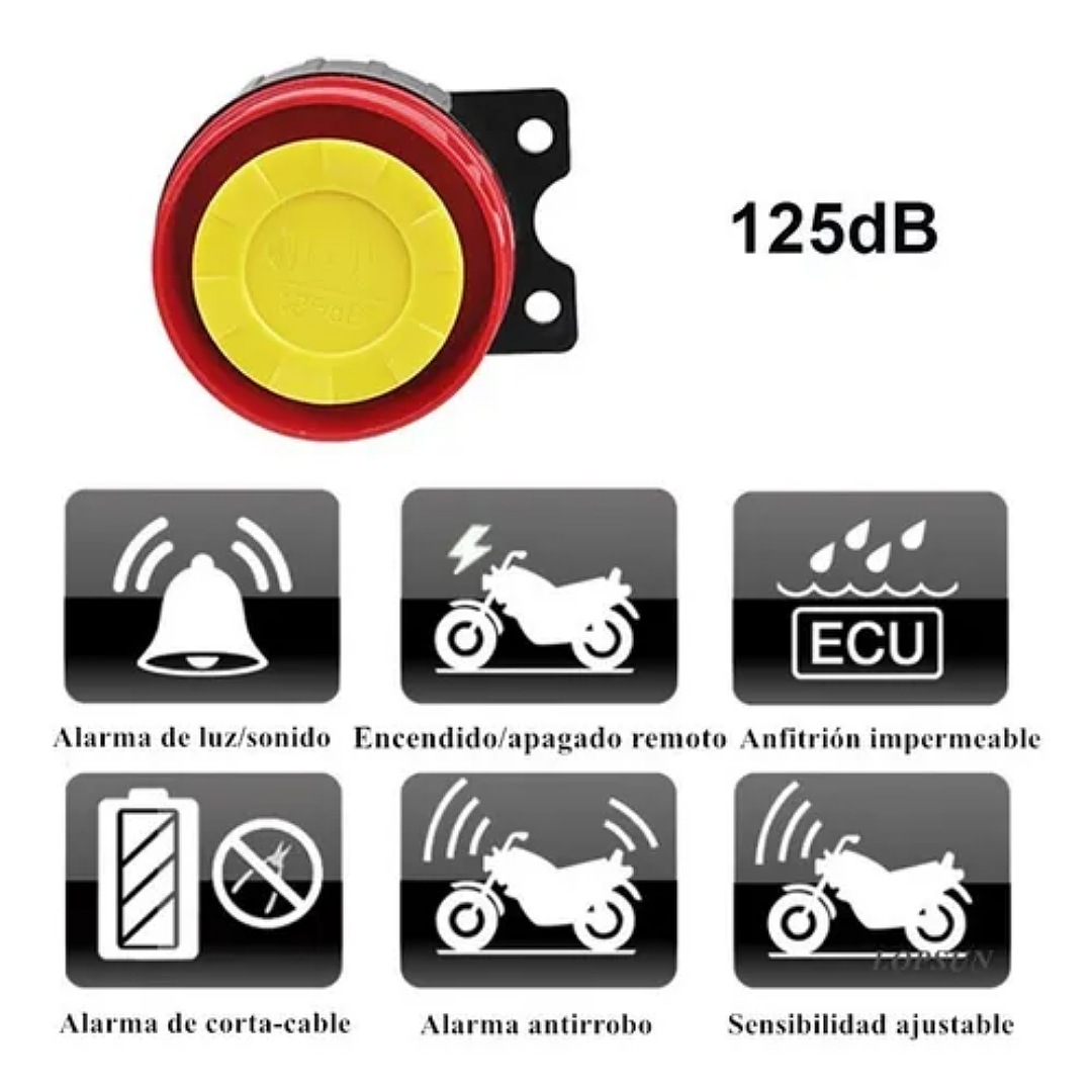 Alarma Antirrobo P/moto Encendido A Distancia Control Remoto