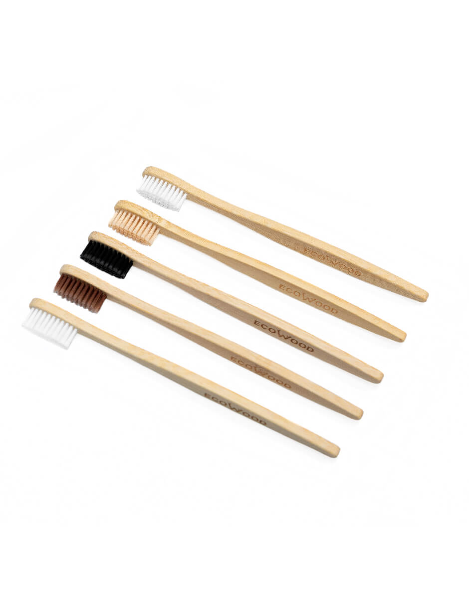 Kit 5 Cepillos de Dientes Ecowood de Bambu Biodegradable con Cerdas Suaves