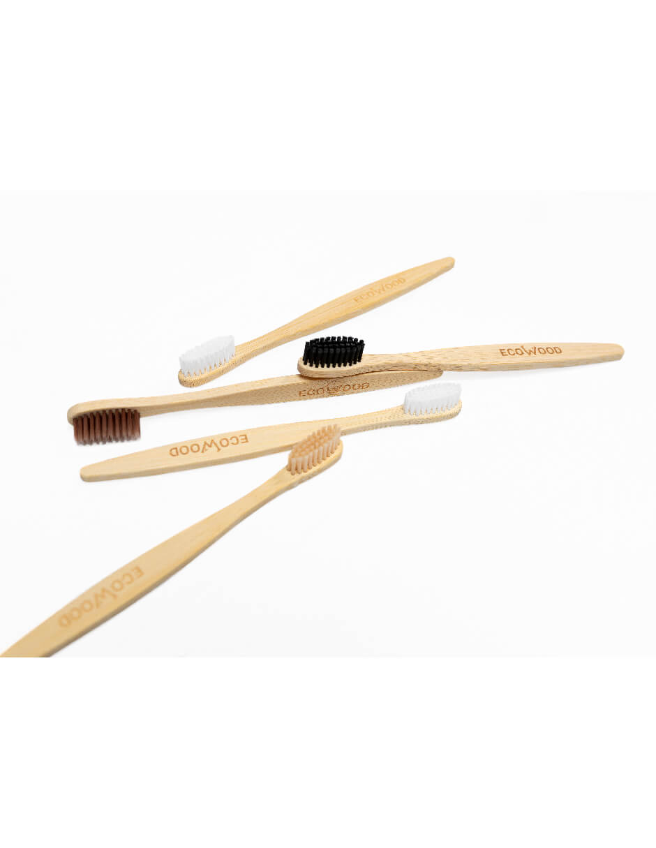 Kit 5 Cepillos de Dientes Ecowood de Bambu Biodegradable con Cerdas Suaves